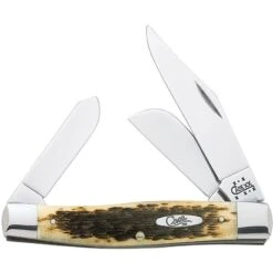 Case 204 Jumbo Stockman Folding Pocket Knife With Amber Bone Handle