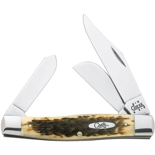 Case 204 Jumbo Stockman Folding Pocket Knife With Amber Bone Handle -Case Knives Sales 101559 101585