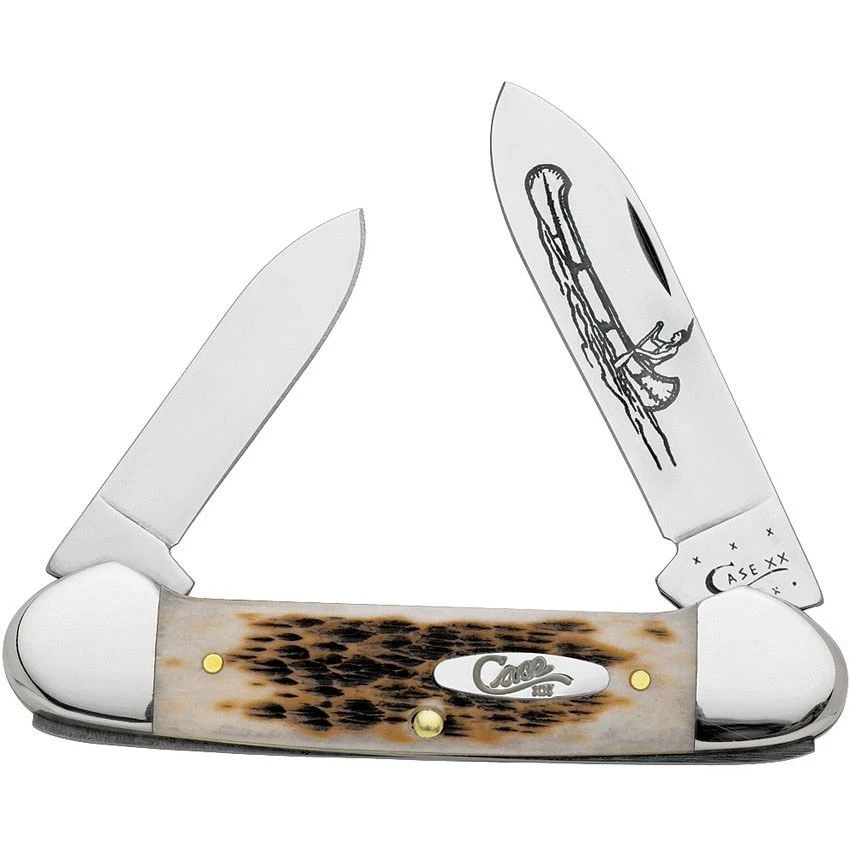 Case 263 Canoe Folding Pocket Knife With Amber Jigged Bone Handle 1 Case 263 Canoe Folding Pocket Knife With Amber Jigged Bone Handle