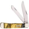 Case 925424KT Trapper 24KT Folding Pocket Knife With Gold Corelon Handle