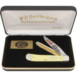 Case LNY L&N Railroad Commemorative Folding Pocket Knife Set With Yellow Composition Handle