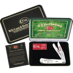 Case 9254125WP Trapper 125th Anniversary Folding Pocket Knife With White Corelon Handle