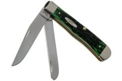 Case Trapper Pocket Worn Bermuda Green Bone, Peach Seed Jig, 09720, 6254 SS Pocket Knife