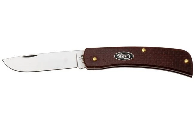 Case Sod Buster Jr, Smooth Dark Red Burlap Micarta, 12273, 10137 CS Pocket Knife