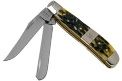 Case Mini Trapper, Tang Stamp Series, Peach Seed Jig, Olive Green Bone 21513, 6207 SS Pocket Knife