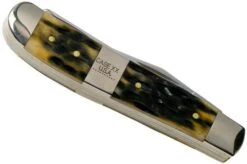Case Mini Trapper, Tang Stamp Series, Peach Seed Jig, Olive Green Bone 21513, 6207 SS Pocket Knife -Case Knives Sales CE21513 04 case 1