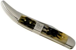 Case Medium Texas Toothpick, Tang Stamp Series, Peach Seed Jig, Olive Green Bone 21515, 610094 SS Pocket Knife -Case Knives Sales CE21515 04 case