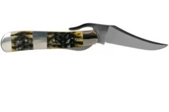 Case Russlock, Tang Stamp Series, Peach Seed Jig, Olive Green Bone 21517, 61953L SS Pocket Knife -Case Knives Sales CE21517 02 case