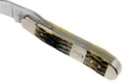 Case Russlock, Tang Stamp Series, Peach Seed Jig, Olive Green Bone 21517, 61953L SS Pocket Knife -Case Knives Sales CE21517 06 case