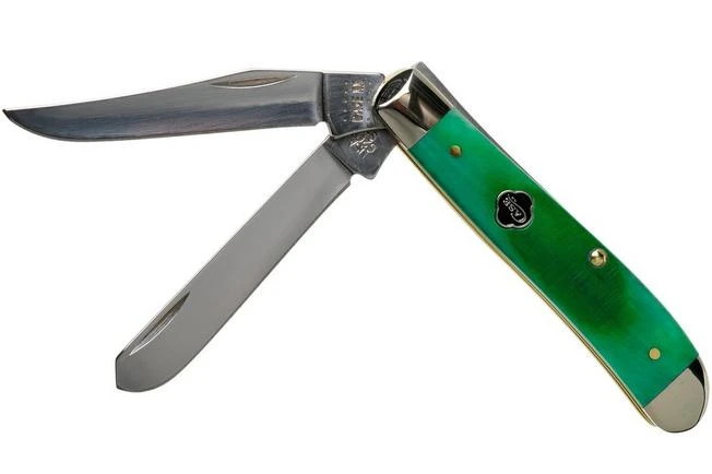 Case Mini Trapper Clover Green Bone, Sawcut Jig, 23213, 6207 SS Pocket Knife 1 Case Mini Trapper Clover Green Bone, Sawcut Jig, 23213, 6207 SS Pocket Knife