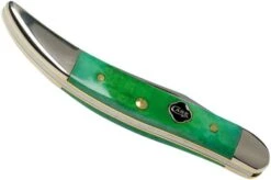 Case Small Texas Toothpick Clover Green Bone, Sawcut Jig, 23216, 610096 SS Pocket Knife -Case Knives Sales CE23216 04 case 1
