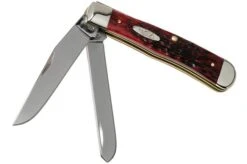 Case Trapper Crimson Red Peach Seed Jigged Bone, 27380, 6254 SS Pocket Knife
