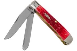Case Trapper Dark Red Bone, Peach Seed Jig, 31957, 6254 CV Pocket Knife With Pocket Clip