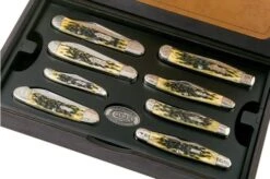 Case 25th Anniversary Mint Set, Pocket Worn Olive Green Bone, Peach Seed Jig, 38190, SS Pocket Knife -Case Knives Sales CE38190 03 case