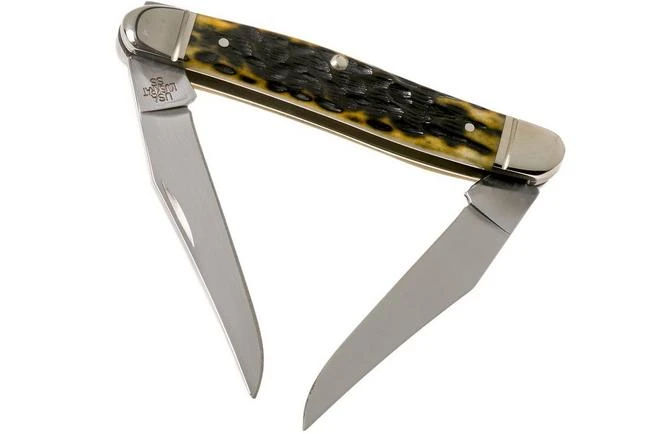 Case Muskrat Pocket Worn Olive Green Bone 25th Year Edition, Peach Seed, 38195, MUSKRAT SS Pocket Knife 2 Case Muskrat Pocket Worn Olive Green Bone 25th Year Edition, Peach Seed, 38195, MUSKRAT SS Pocket Knife - Image 2