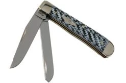 Case Medium Trapper White & Black Carbon Fibre-G10 Weave Smooth, 38920, 10254 SS Pocket Knife