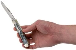 Case Medium Trapper White & Black Carbon Fibre-G10 Weave Smooth, 38920, 10254 SS Pocket Knife -Case Knives Sales CE38920 05 case