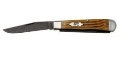 Case Trapper 52420 Burnt Goldenrod Damascus 6254 Pocket Knife